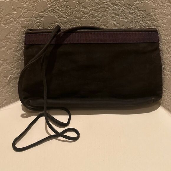 Salvatore Ferragamo Vera Bow Suede Convertible Crossbody Bag Purse Brown Purple - Picture 2 of 13